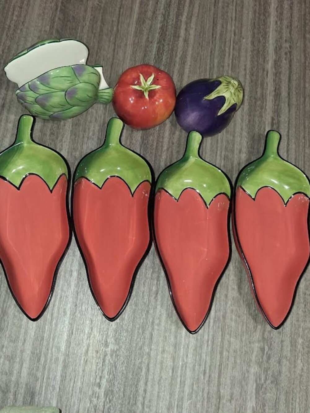 Vintage 1999 Clay Art CHILI FIESTA Vegetable Set
